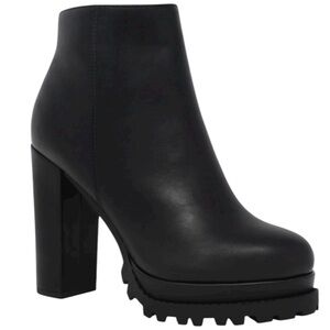 NWT Women's Black Platform Chunky Block Heel Ankle Boots Punk Style Size 7.5